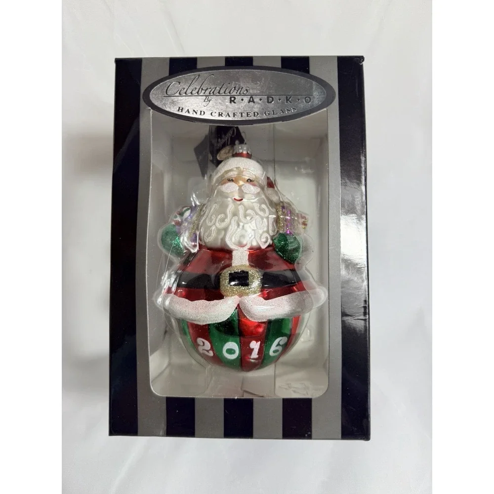 Christopher Radko Celebration 2016 Handcrafted Glass Santa Ornament